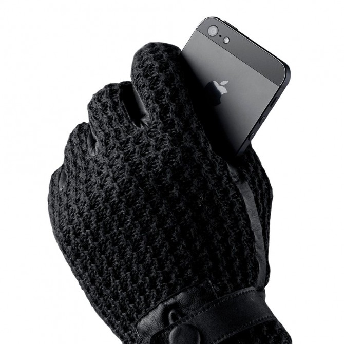 Mujjo Leather Crochet Touchscreen Gloves